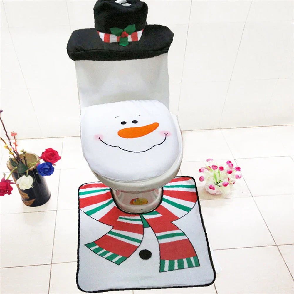 Kit de Tapetes de Banheiro para Decoração de Natal - Conjunto Festivo