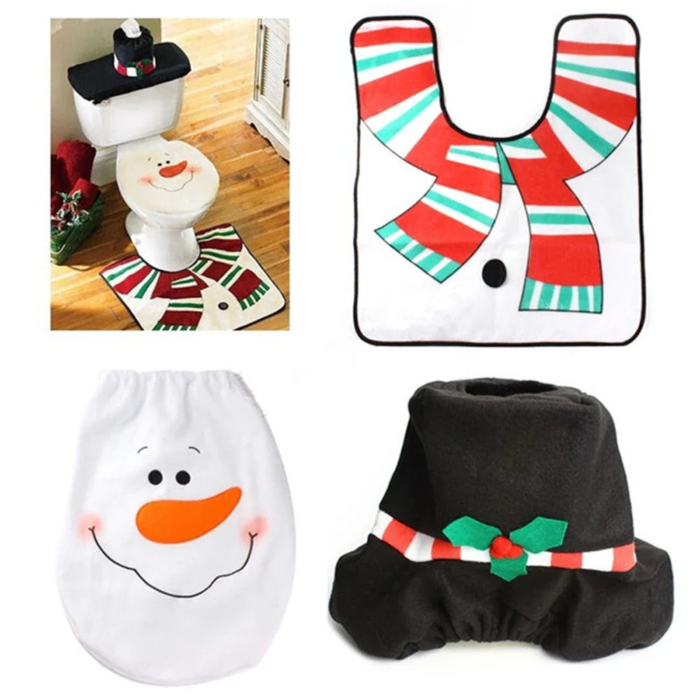 Kit de Tapetes de Banheiro para Decoração de Natal - Conjunto Festivo
