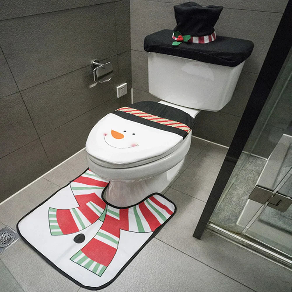 Kit de Tapetes de Banheiro para Decoração de Natal - Conjunto Festivo