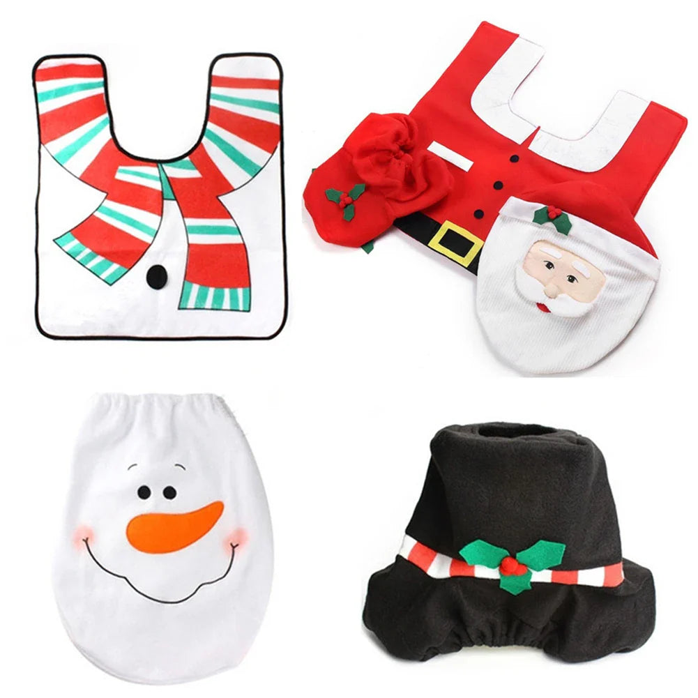 Kit de Tapetes de Banheiro para Decoração de Natal - Conjunto Festivo