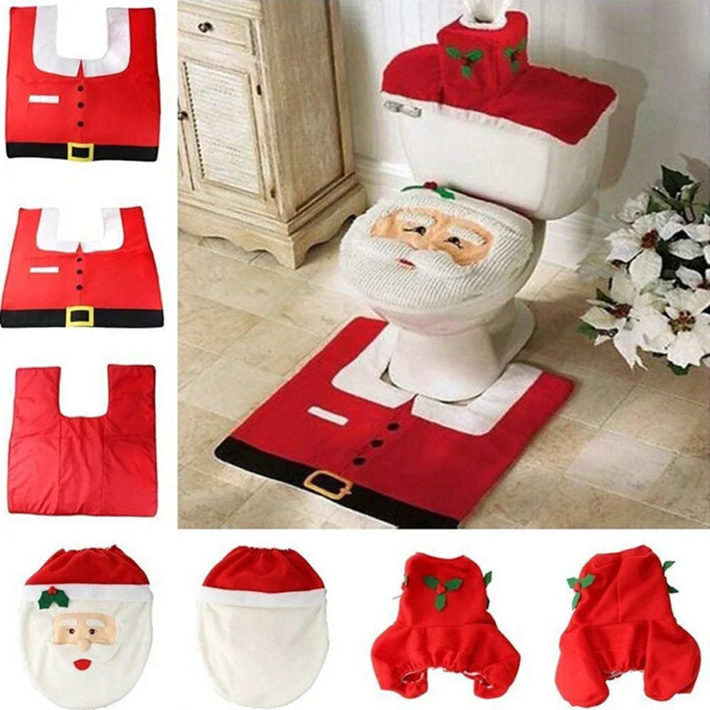 Kit de Tapetes de Banheiro para Decoração de Natal - Conjunto Festivo