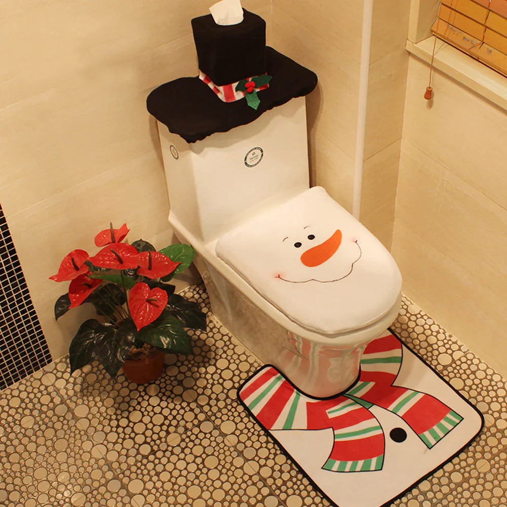Kit de Tapetes de Banheiro para Decoração de Natal - Conjunto Festivo