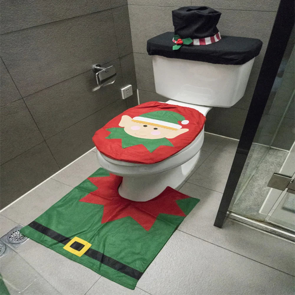 Kit de Tapetes de Banheiro para Decoração de Natal - Conjunto Festivo