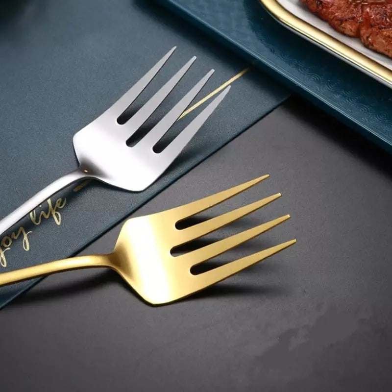Kit de Utensílios de Cozinha em Inox Dourado - 6 Peças