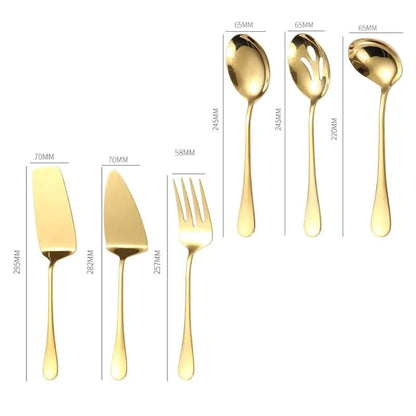 Kit de Utensílios de Cozinha em Inox Dourado - 6 Peças