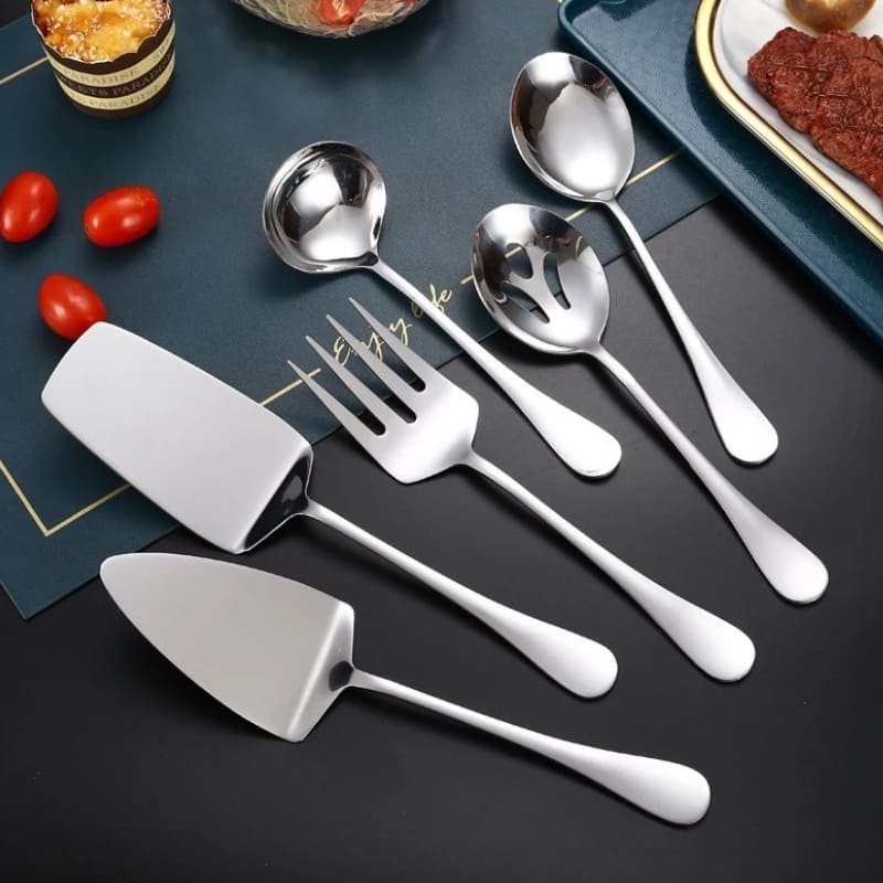 Kit de Utensílios de Cozinha em Inox Dourado - 6 Peças