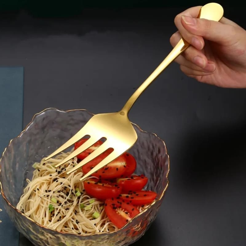 Kit de Utensílios de Cozinha em Inox Dourado - 6 Peças