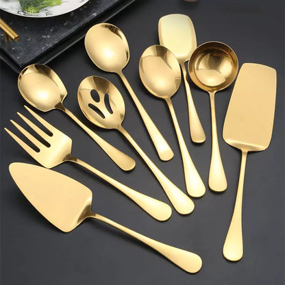 Kit de Utensílios de Cozinha em Inox Dourado - 6 Peças