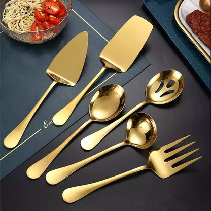 Kit de Utensílios de Cozinha em Inox Dourado - 6 Peças