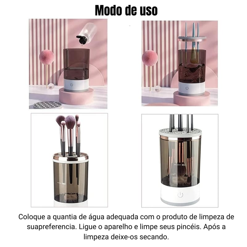 Limpador Elétrico para Pincéis de Maquiagem - Eficiente e Prático