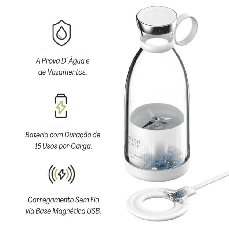 Liquidificador Portátil e Mixer Sem Fio Recarregável