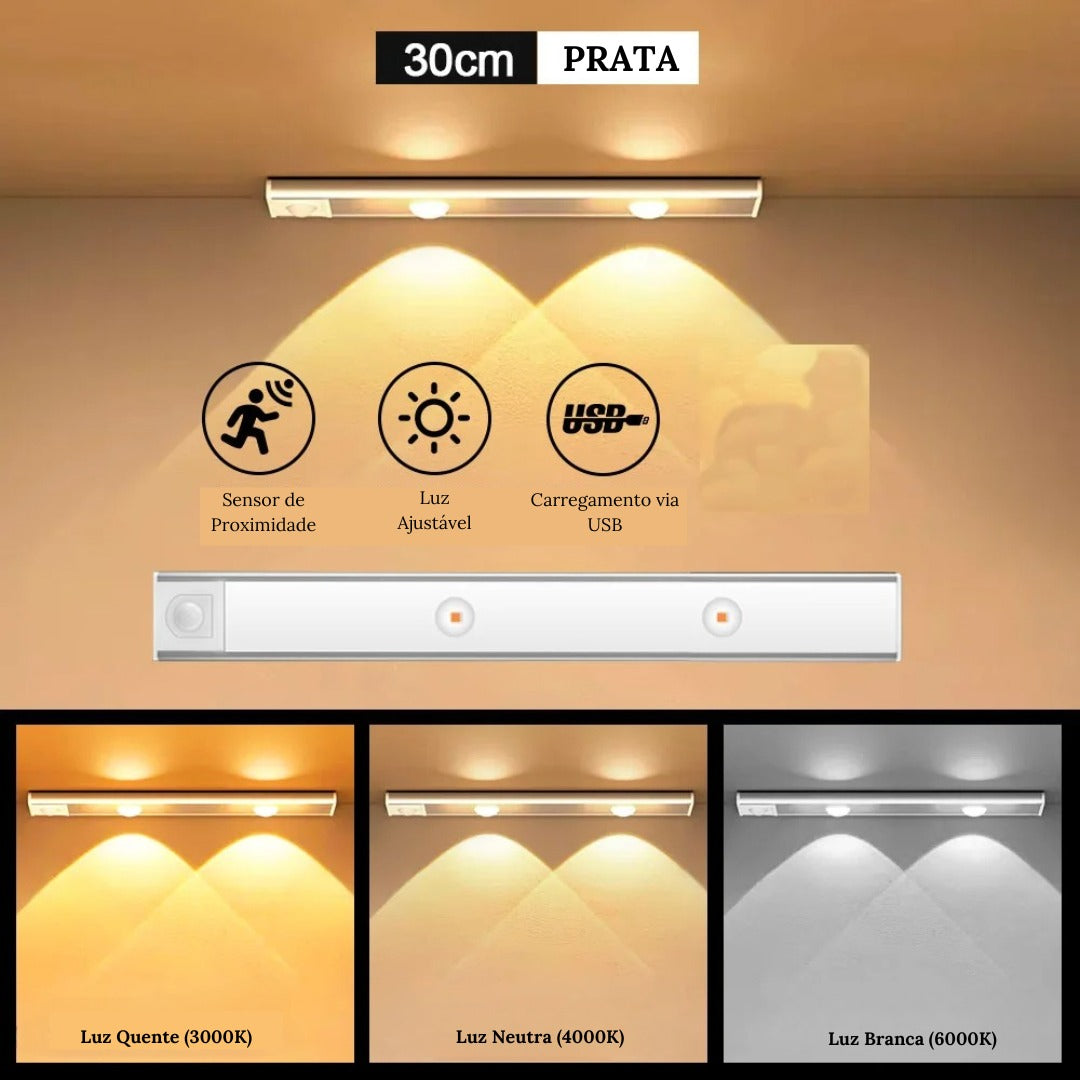 Luminária LED Sem Fio para Armário com Sensor de Movimento