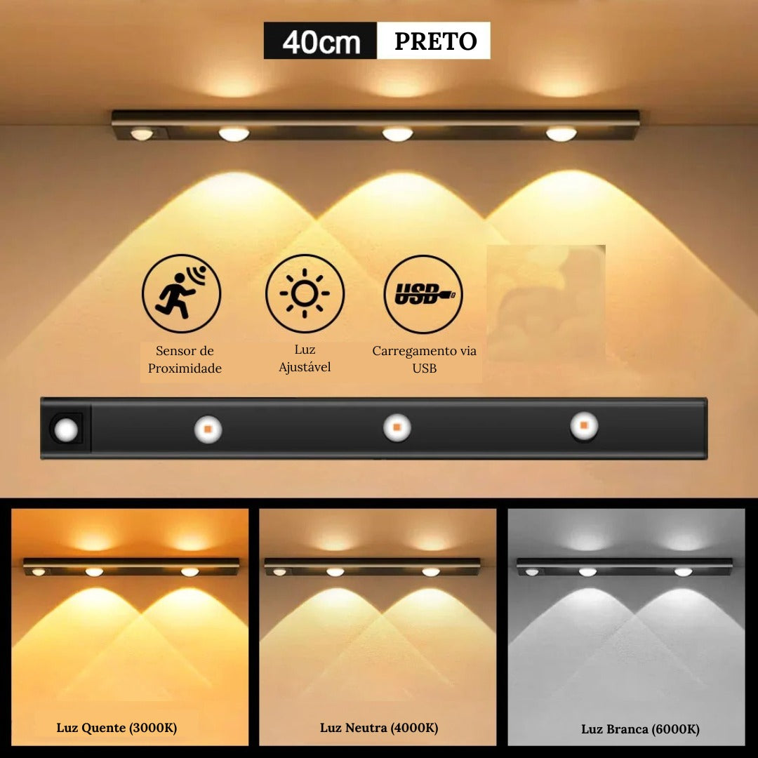 Luminária LED Sem Fio para Armário com Sensor de Movimento