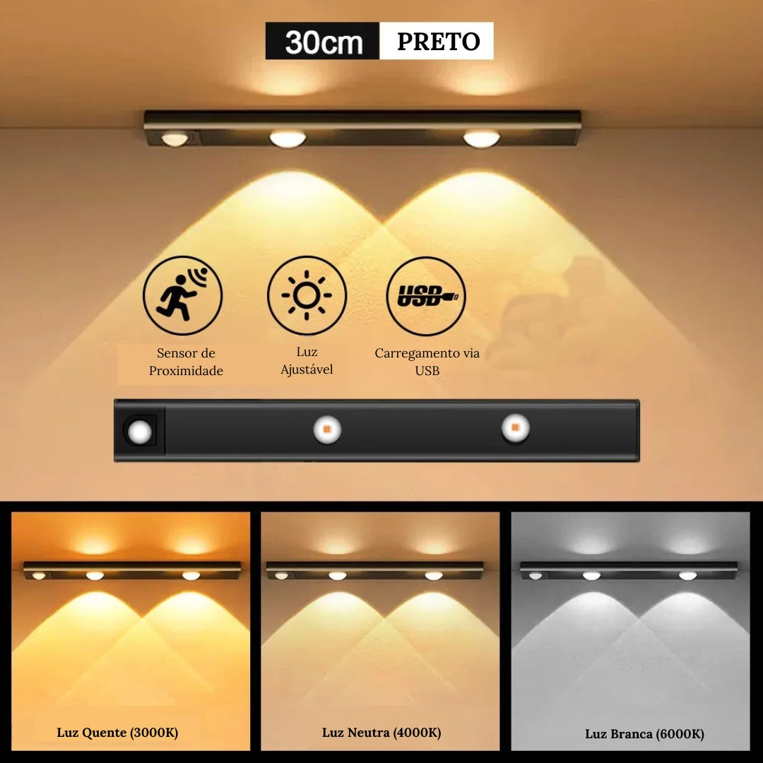 Luminária LED Sem Fio para Armário com Sensor de Movimento