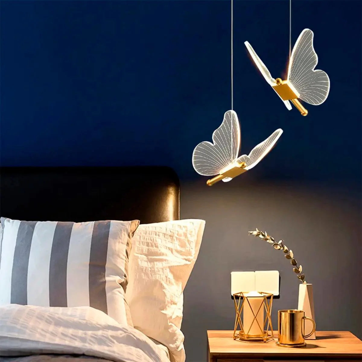 Luminária Pendente Borboleta em Cristal para Iluminação Decorativa