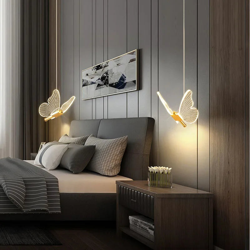 Luminária Pendente Borboleta em Cristal para Iluminação Decorativa
