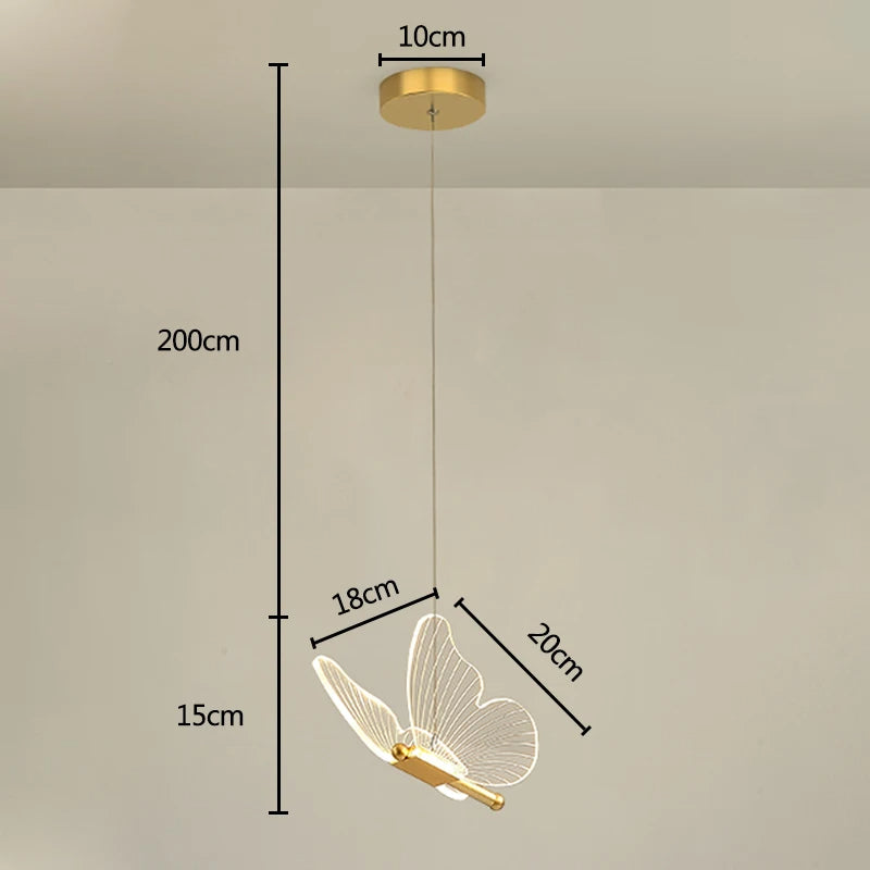 Luminária Pendente Borboleta em Cristal para Iluminação Decorativa
