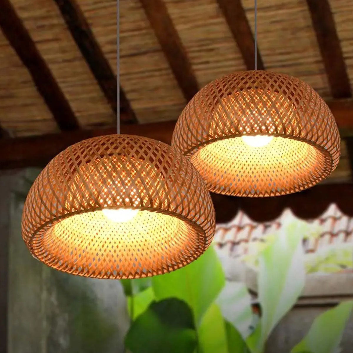 Luminária Pendente de Bambu Organic Loom - Design Sustentável e Elegante