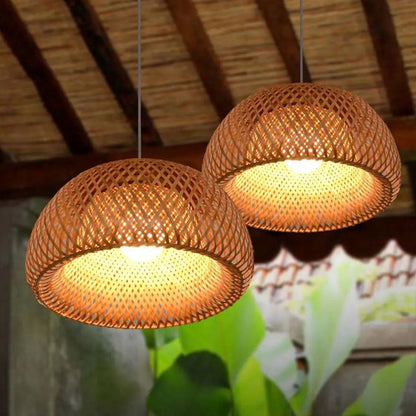 Luminária Pendente de Bambu Organic Loom - Design Sustentável e Elegante