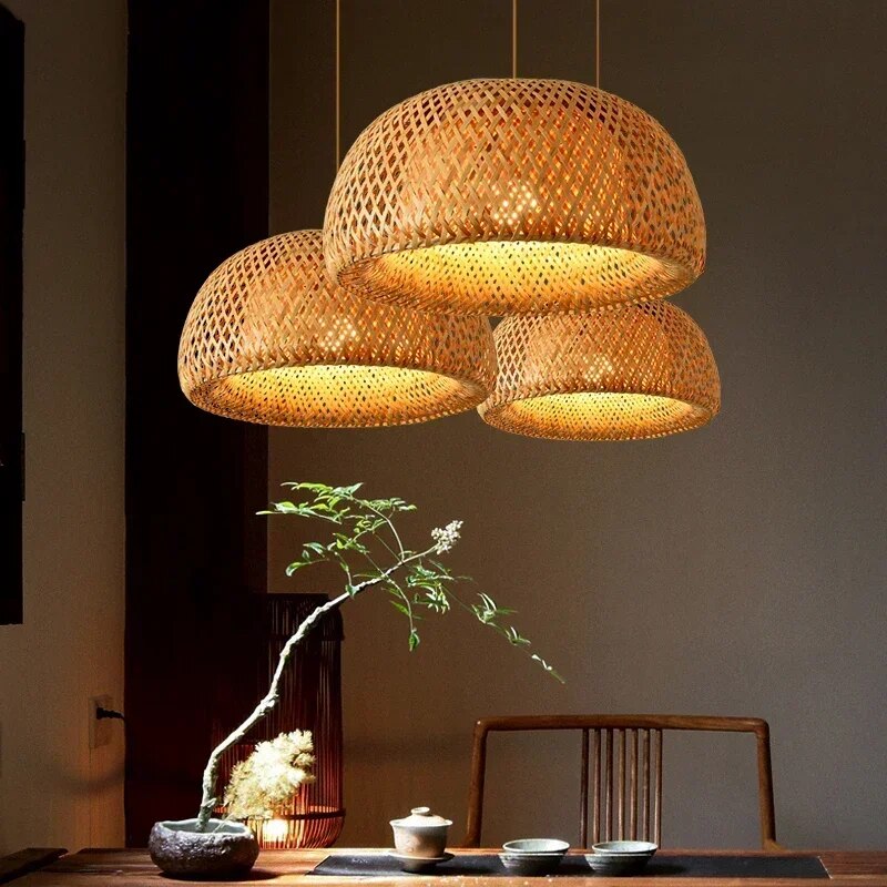 Luminária Pendente de Bambu Organic Loom - Design Sustentável e Elegante