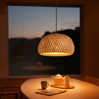 Luminária Pendente de Bambu Organic Loom - Design Sustentável e Elegante
