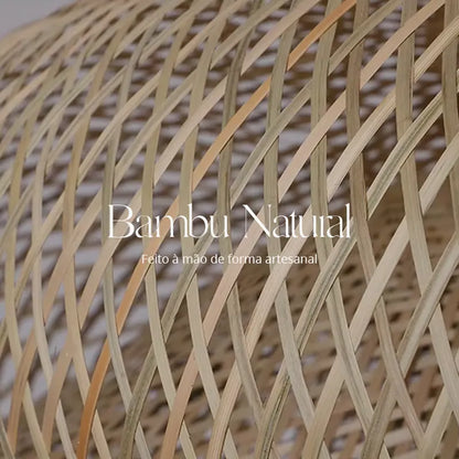 Luminária Pendente de Bambu Rattan Estilo Honolulu