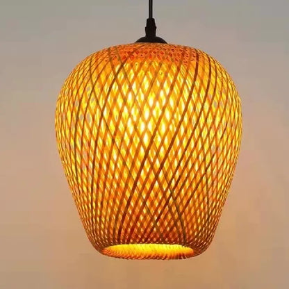 Luminária Pendente de Bambu e Rattan - Iluminação Decorativa para Ambientes