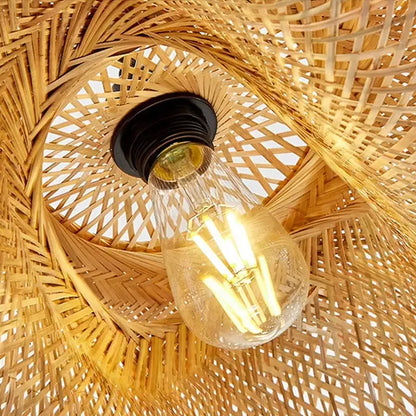 Luminária Pendente de Bambu e Rattan - Iluminação Decorativa para Ambientes