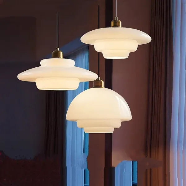 Luminária Pendente de Vidro Branco - Luminária Art Glass Elegante para Iluminação de Ambientes