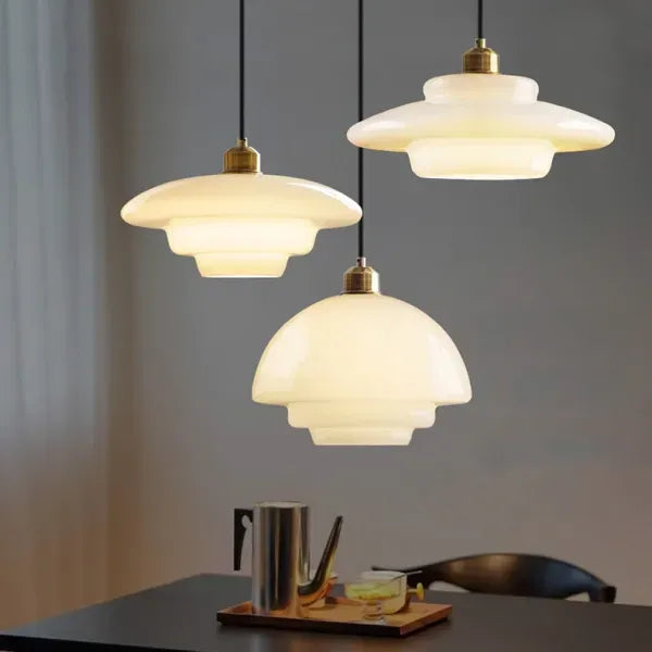 Luminária Pendente de Vidro Branco - Luminária Art Glass Elegante para Iluminação de Ambientes