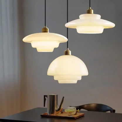 Luminária Pendente de Vidro Branco - Luminária Art Glass Elegante para Iluminação de Ambientes