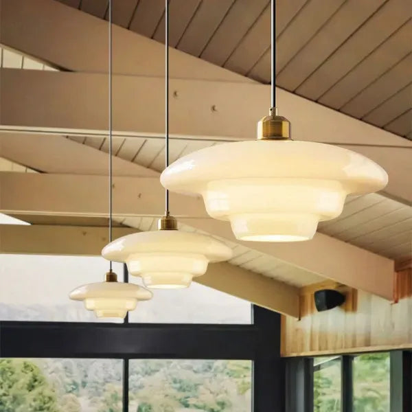 Luminária Pendente de Vidro Branco - Luminária Art Glass Elegante para Iluminação de Ambientes
