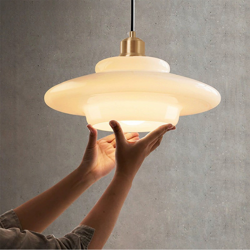 Luminária Pendente de Vidro Branco - Luminária Art Glass Elegante para Iluminação de Ambientes