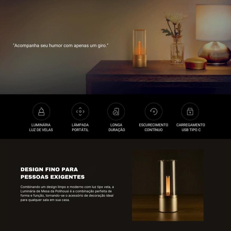 Luminária de Mesa Decorativa Portátil de LED - Iluminação Moderna e Elegante