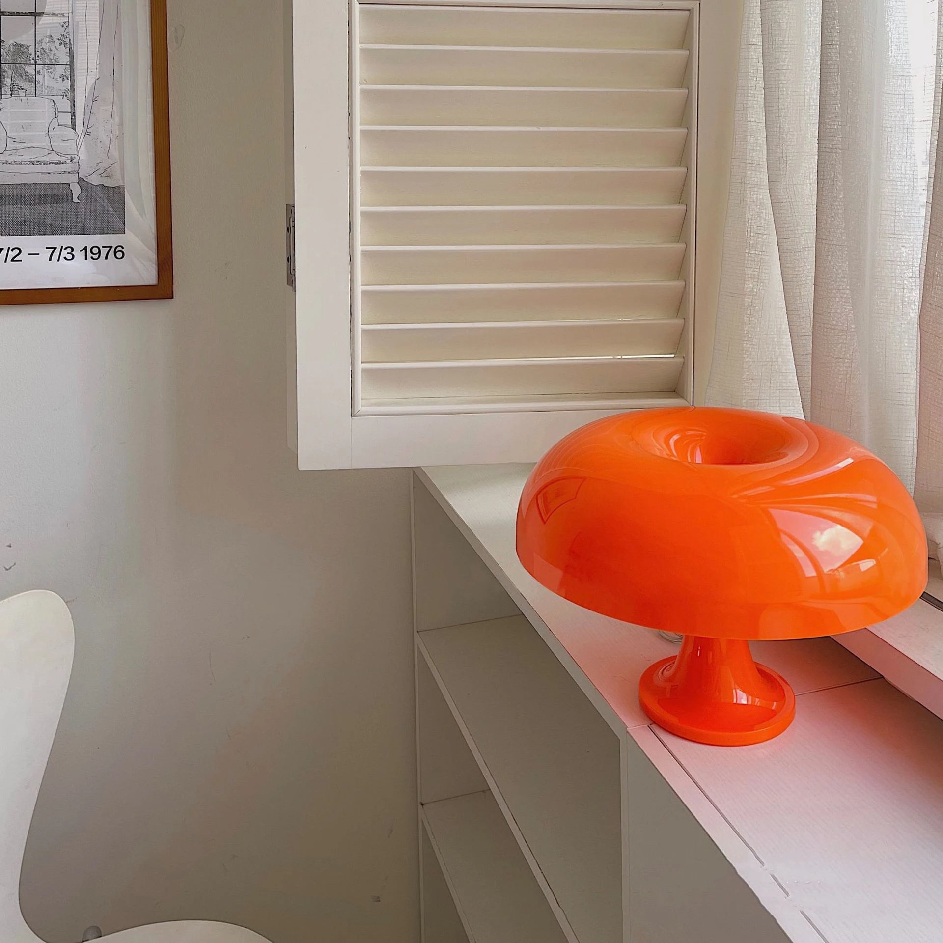 Luminária de Mesa Estilo Cogumelo na Cor Laranja