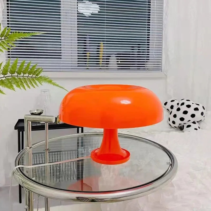 Luminária de Mesa Estilo Cogumelo na Cor Laranja
