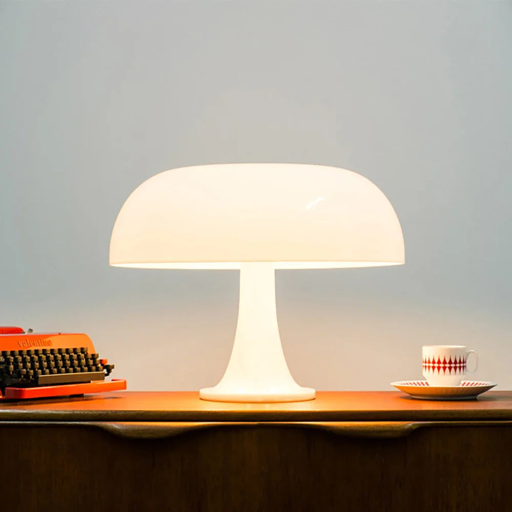 Luminária de Mesa Estilo Cogumelo na Cor Laranja