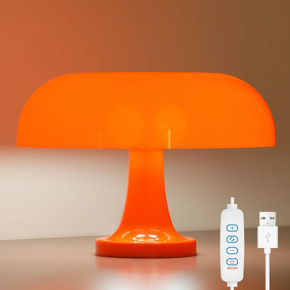 Luminária de Mesa Estilo Cogumelo na Cor Laranja