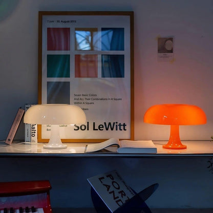 Luminária de Mesa Estilo Cogumelo na Cor Laranja
