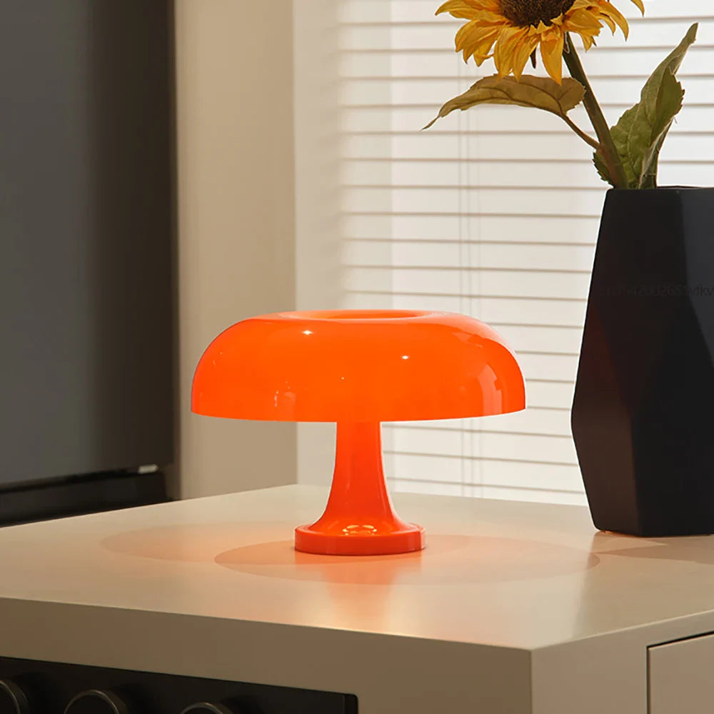 Luminária de Mesa Estilo Cogumelo na Cor Laranja