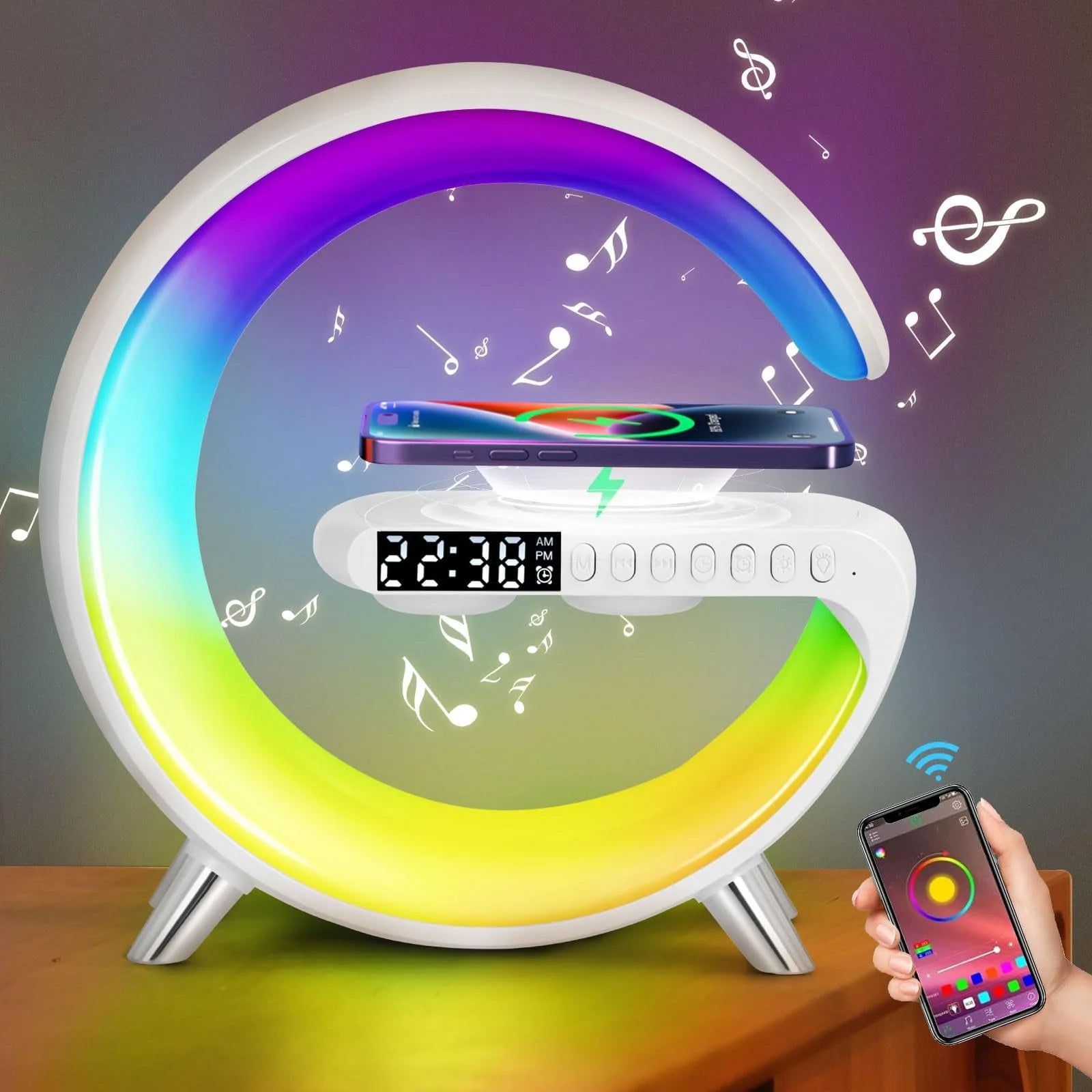 Luminária de Mesa Inteligente com Alto-falante Bluetooth Multifuncional