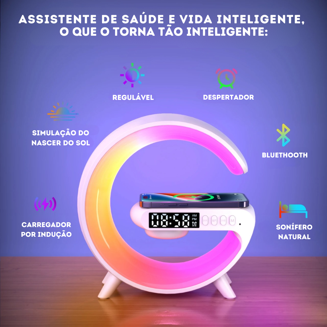 Luminária de Mesa Inteligente com Alto-falante Bluetooth Multifuncional
