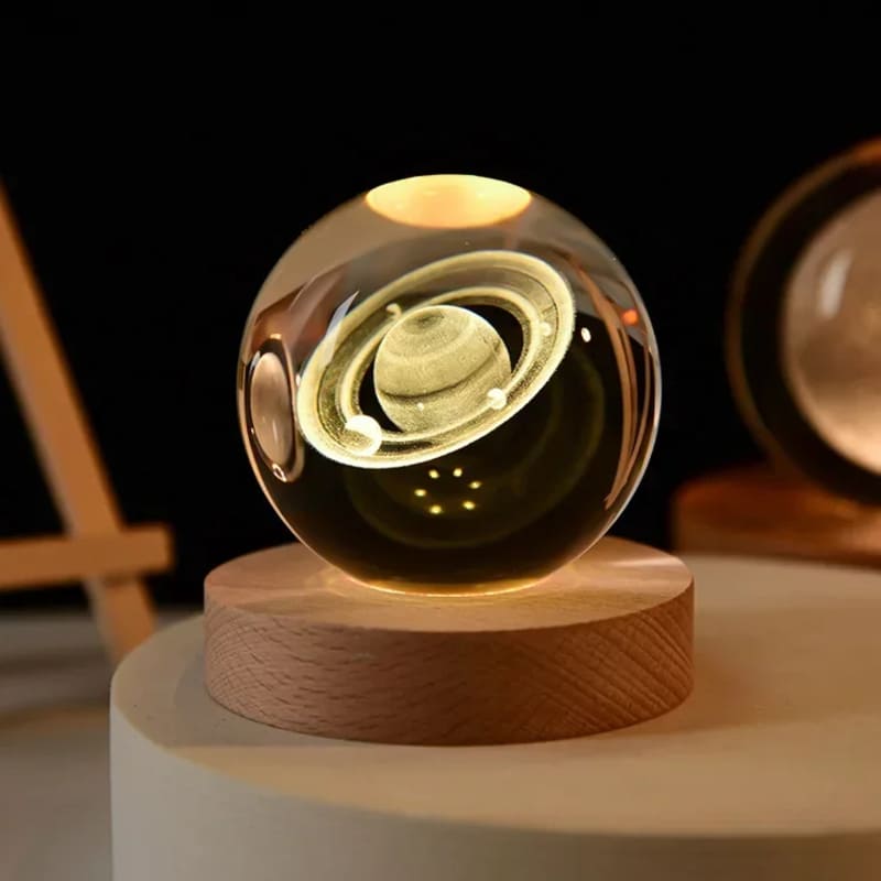 Luminária de Mesa LED 3D Bola Cristal - Luz Noturna Decorativa