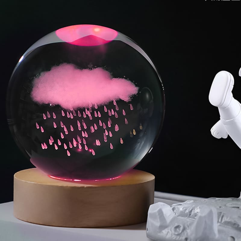 Luminária de Mesa LED 3D Bola Cristal - Luz Noturna Decorativa