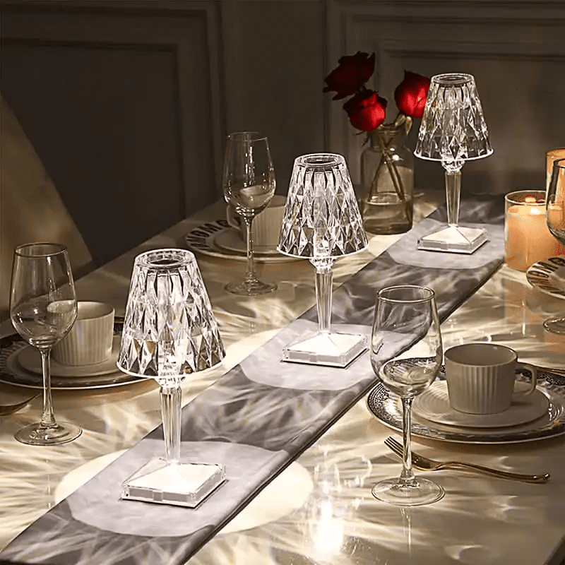 Luminária de Mesa LED Diamante USB 3 em 1 Sem Fio - Iluminação Moderna e Portátil