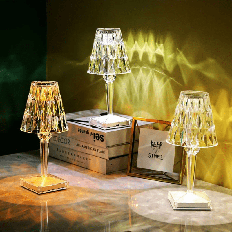 Luminária de Mesa LED Diamante USB 3 em 1 Sem Fio - Iluminação Moderna e Portátil