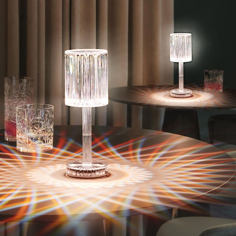 Luminária de Mesa LED Recarregável Sem Fio em Cristal - Iluminação Moderna