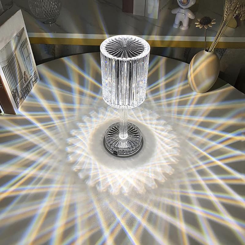 Luminária de Mesa LED Recarregável Sem Fio em Cristal - Iluminação Moderna