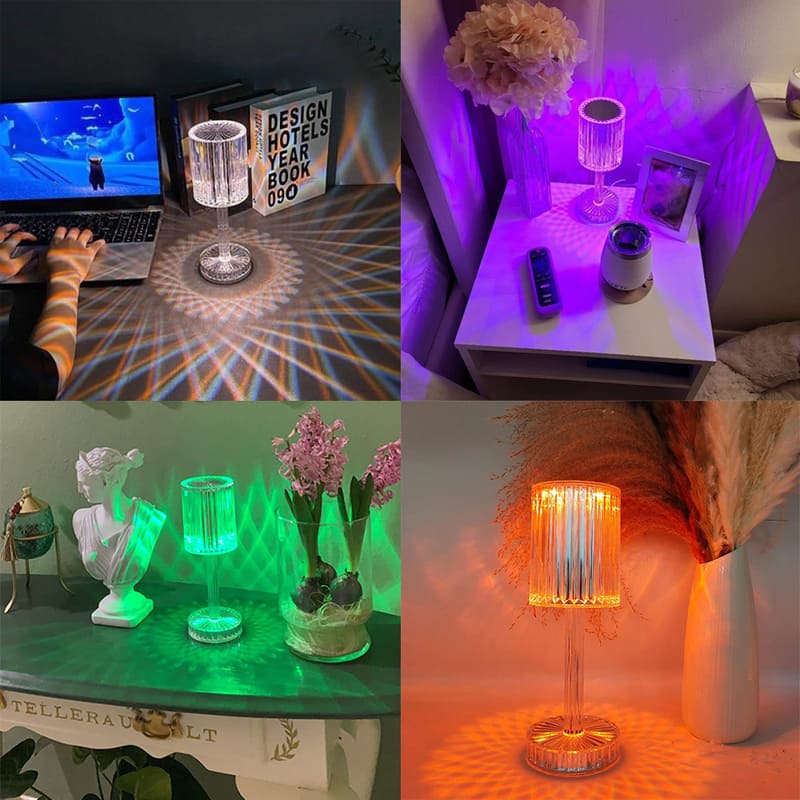 Luminária de Mesa LED Recarregável Sem Fio em Cristal - Iluminação Moderna