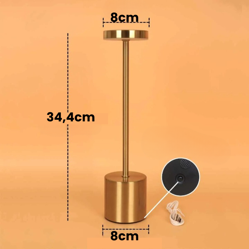 Luminária de Mesa LED Recarregável Sem Fio em Metal - Iluminação Moderna e Prática